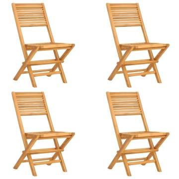 Folding Garden Chairs - 4 Pcs Solid Teak Wood - HipoMarket UK