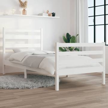 Solid Wood Pine Bed Frame 90x200 cm - Classic White Design