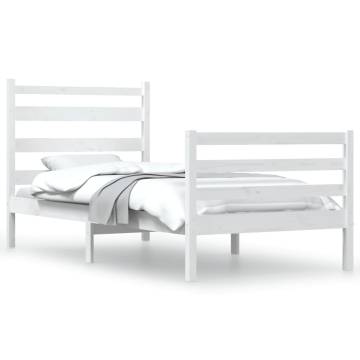 Solid Wood Pine Bed Frame 90x200 cm - Classic White Design