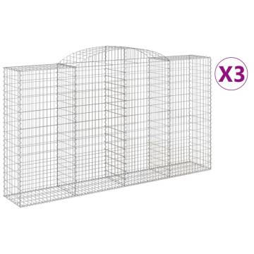 Arched Gabion Baskets - 3 pcs Galvanised Iron - Decorative Barriers