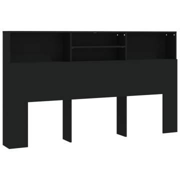 Headboard Cabinet Black 180x19x103.5 cm - Stylish Bedroom Storage