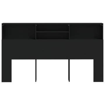 Headboard Cabinet Black 180x19x103.5 cm - Stylish Bedroom Storage