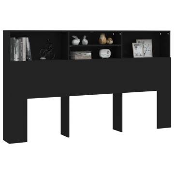 Headboard Cabinet Black 180x19x103.5 cm - Stylish Bedroom Storage