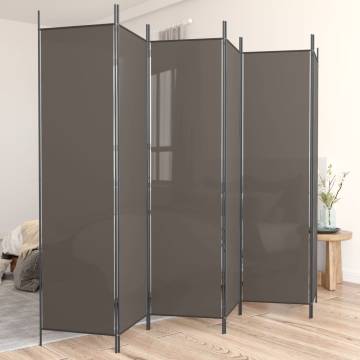 6-Panel Anthracite Room Divider - 300x220 cm Fabric