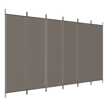 6-Panel Anthracite Room Divider - 300x220 cm Fabric