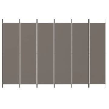 6-Panel Anthracite Room Divider - 300x220 cm Fabric