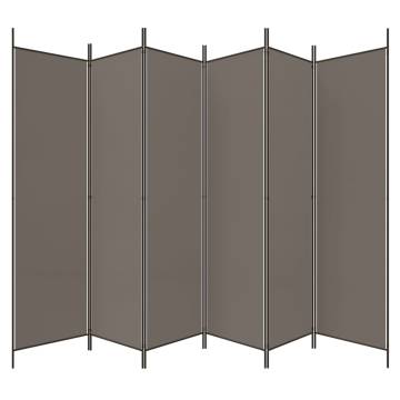 6-Panel Anthracite Room Divider - 300x220 cm Fabric