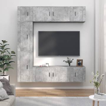 7 Piece TV Cabinet Set - Concrete Grey Engineered Wood