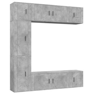 7 Piece TV Cabinet Set - Concrete Grey Engineered Wood