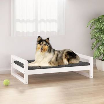 Stylish Dog Bed in White - Solid Pine Wood 95.5x65.5x28 cm