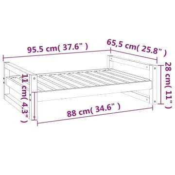 Stylish Dog Bed in White - Solid Pine Wood 95.5x65.5x28 cm