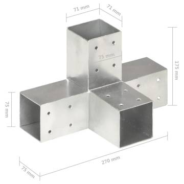 Post Connector X Shape Galvanised Metal 71x71 mm - HipoMarket