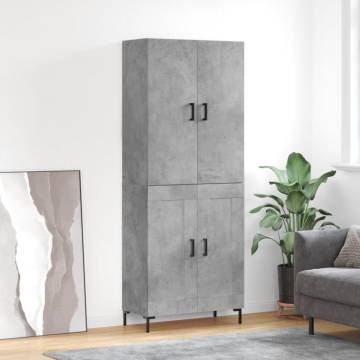 Stylish Highboard in Concrete Grey - 69.5x34x180 cm