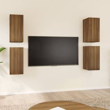 Stylish Brown Oak TV Cabinets - 4 pcs, 30.5x30x60 cm