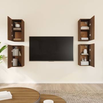 Stylish Brown Oak TV Cabinets - 4 pcs, 30.5x30x60 cm