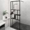 Walk-in Shower Wall with Shelf Black 80x195 cm ESG Glass&Aluminium Colour black Size 80 x 195 cm Model pattern 1 