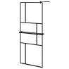 Stylish Black Walk-In Shower Wall with Shelf - 80x195 cm