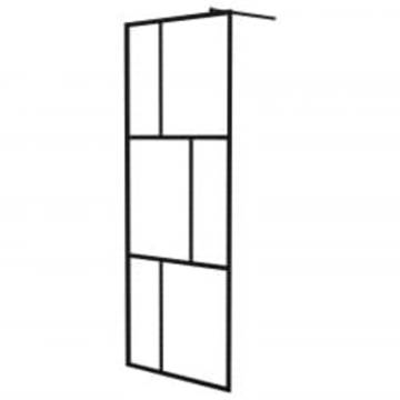 Stylish Black Walk-In Shower Wall with Shelf - 80x195 cm