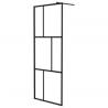 Stylish Black Walk-In Shower Wall with Shelf - 80x195 cm