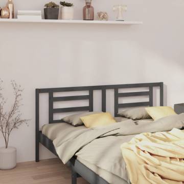 Stylish Grey Bed Headboard | Solid Pine Wood - 186x4x100 cm