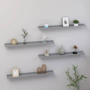 Grey Wall Shelves - 4 pcs | 80x9x3 cm | Hipomarket UK