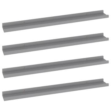 Grey Wall Shelves - 4 pcs | 80x9x3 cm | Hipomarket UK