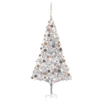 Pre-lit 210 cm Silver Christmas Tree with Ball Set - Hipomarket