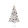 Artificial Pre-lit Christmas Tree with Ball Set Silver 210 cm PET Colour silver and rose Size 210 x 120 cm Quantity in Package 1 Number of Branch Tips 