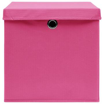 10 Pcs Pink Storage Boxes with Lids - 32x32x32 cm | Hipo Market