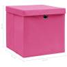 10 Pcs Pink Storage Boxes with Lids - 32x32x32 cm | Hipo Market