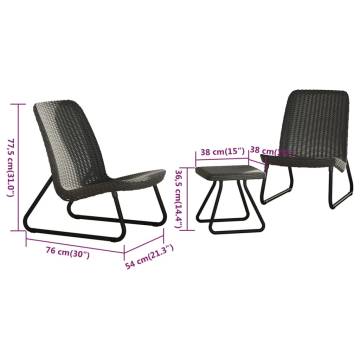 Keter 3-Piece Rio Graphite Patio Furniture Set | Hipomarket