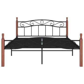 Stylish Black Metal & Oak Bed Frame 140x200 cm | HipoMarket