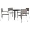 5 Piece Garden Dining Set - Grey & Black Poly Rattan