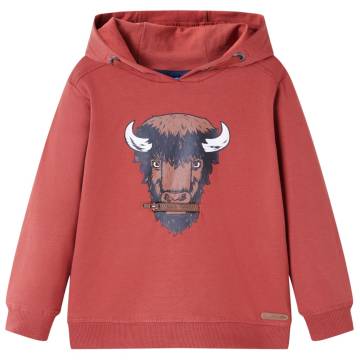 Kids' Hooded Sweatshirt Burnt Red - Stylish & Comfortable