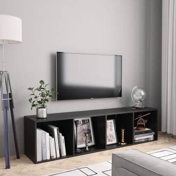 Stylish Black Book Cabinet/TV Cabinet - 143x30x36 cm