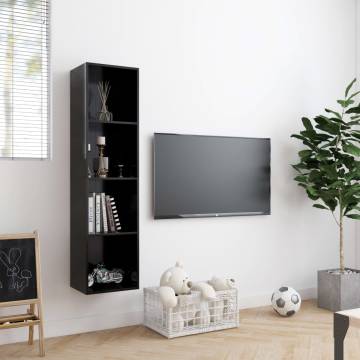 Stylish Black Book Cabinet/TV Cabinet - 143x30x36 cm