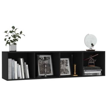 Stylish Black Book Cabinet/TV Cabinet - 143x30x36 cm