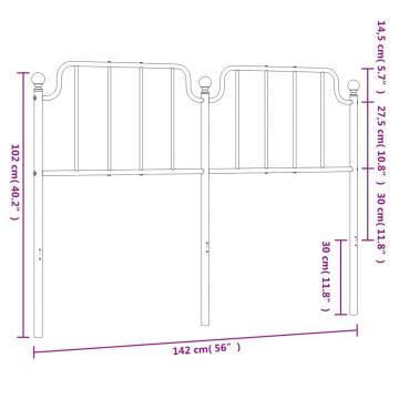 Stylish Black Metal Headboard 135 cm - Robust & Elegant