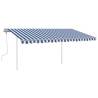 Manual Retractable Awning with LED - Blue & White 4x3m