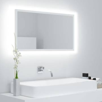 Stylish LED Bathroom Mirror - White 80x8.5x37 cm