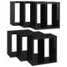 Wall Cube Shelves Set - High Gloss Black - 6 pcs | HipoMarket