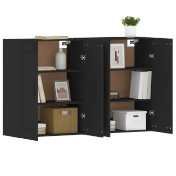 Wall Mounted Cabinets 2 pcs - Elegant Black Engineered Wood