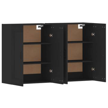 Wall Mounted Cabinets 2 pcs - Elegant Black Engineered Wood