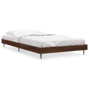 Brown Oak Bed Frame 90x200 cm - Durable Engineered Wood