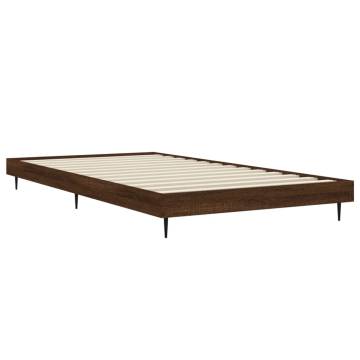 Brown Oak Bed Frame 90x200 cm - Durable Engineered Wood