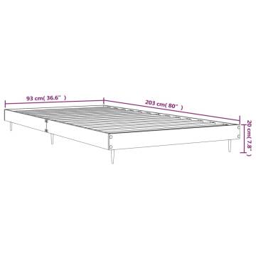 Brown Oak Bed Frame 90x200 cm - Durable Engineered Wood