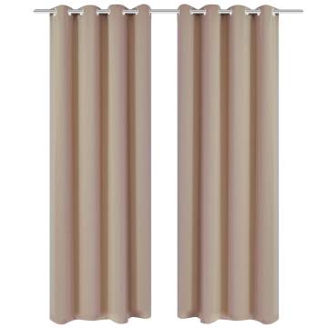 Blackout Curtains 135x175 cm Cream - 2 pcs with Eyelets