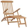 Solid Teak Garden Deck Chairs with Footrests & Table