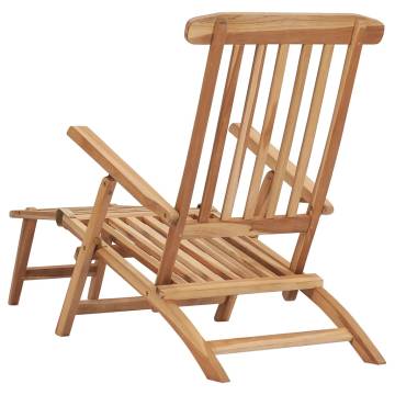 Solid Teak Garden Deck Chairs with Footrests & Table