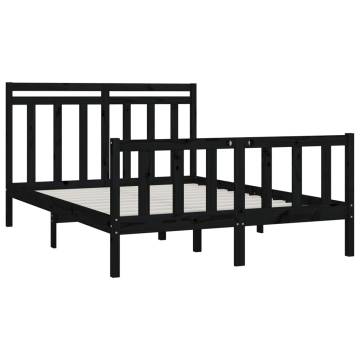 Bed Frame Black Solid Wood Pine 160x200 cm | Hipo Market